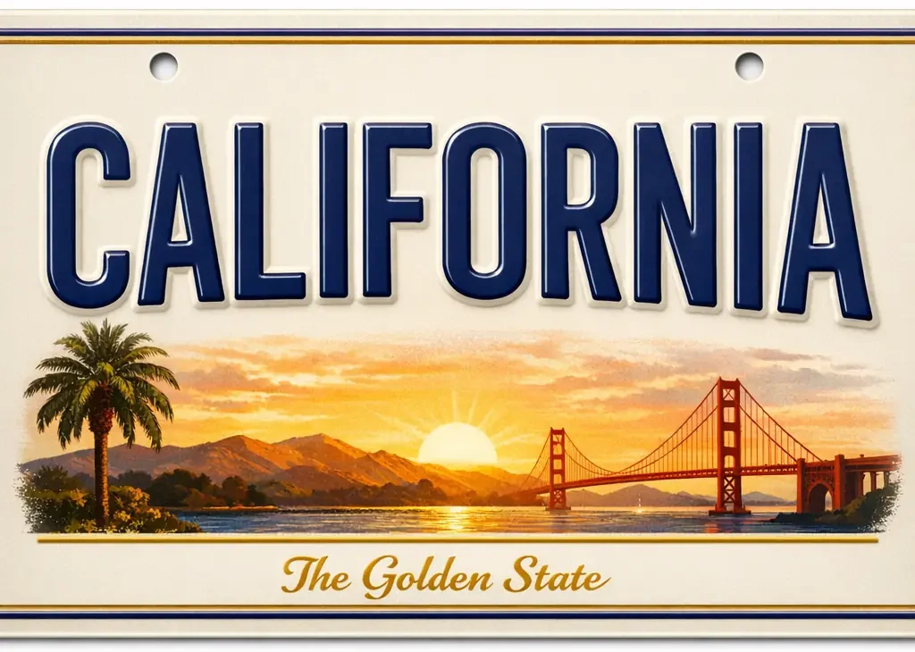 California solar license plate — The Golden State