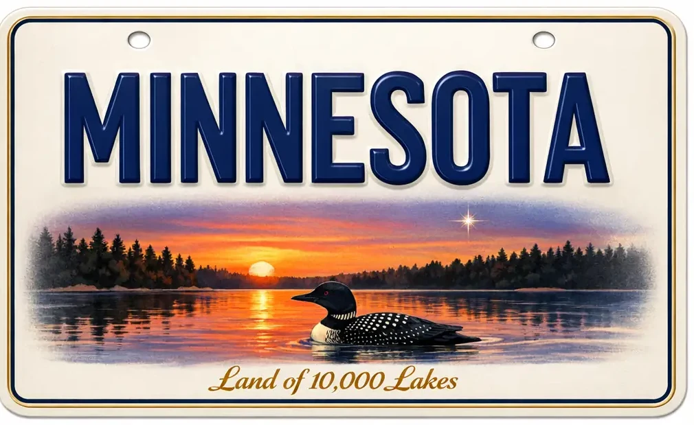 Minnesota solar license plate — Land of 10,000 Lakes