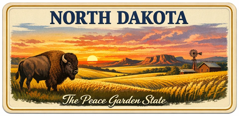 North Dakota solar license plate