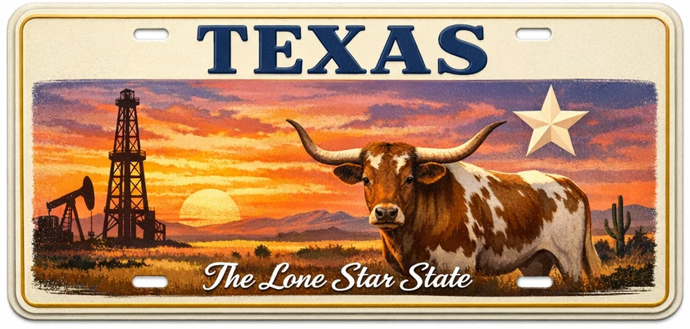 Texas solar license plate